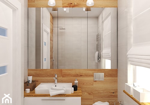 projekt aranżacji mieszkania we Wrocławiu - Średnia z punktowym oświetleniem łazienka z oknem, styl skandynawski - zdjęcie od Dekoncept