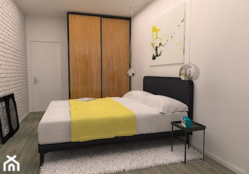 projekt aranżacji mieszkania we Wrocławiu - Średnia biała sypialnia, styl skandynawski - zdjęcie od Dekoncept