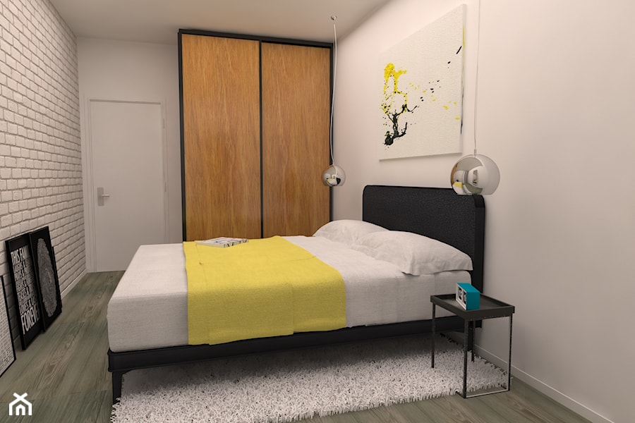 projekt aranżacji mieszkania we Wrocławiu - Średnia biała sypialnia, styl skandynawski - zdjęcie od Dekoncept