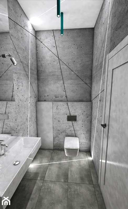 projekt loftu w Łodzi - Bez okna z punktowym oświetleniem łazienka, styl industrialny - zdjęcie od Dekoncept