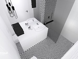 Czarno-biała łazienka - Łazienka, styl nowoczesny - zdjęcie od e-wnetrza.pl
