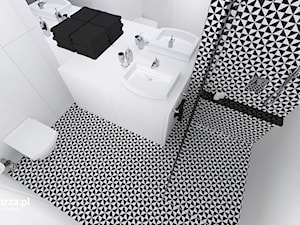 Czarno-biała łazienka - Mała bez okna z lustrem łazienka, styl nowoczesny - zdjęcie od e-wnetrza.pl
