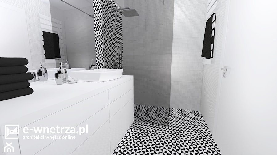 Czarno-biała łazienka - Łazienka, styl nowoczesny - zdjęcie od e-wnetrza.pl