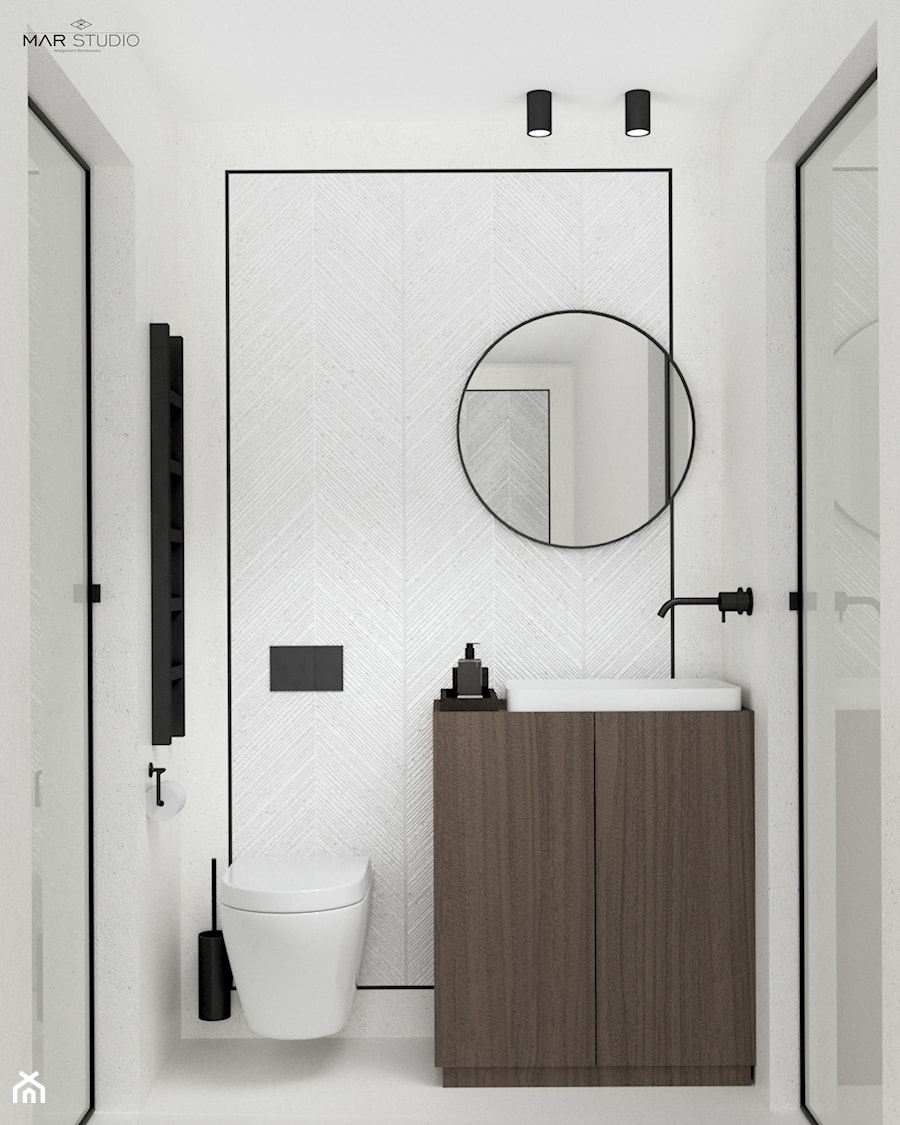 Czarno biała łazienka - MAR Studio - zdjęcie od MAR Studio Małgorzata Rembowska