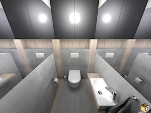 DOM parterowy 160m2 - Mała bez okna z lustrem łazienka - zdjęcie od Interior Design A3D Architekci Krzysztof Gruszfeld