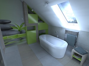 DOM jednorodzinny 2 - Średnia na poddaszu z punktowym oświetleniem łazienka z oknem - zdjęcie od Interior Design A3D Architekci Krzysztof Gruszfeld