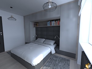 mieszkanie 55m2 łomża - Mała szara sypialnia, styl minimalistyczny - zdjęcie od Interior Design A3D Architekci Krzysztof Gruszfeld