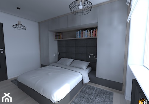 mieszkanie 55m2 łomża - Mała szara sypialnia, styl minimalistyczny - zdjęcie od Interior Design A3D Architekci Krzysztof Gruszfeld