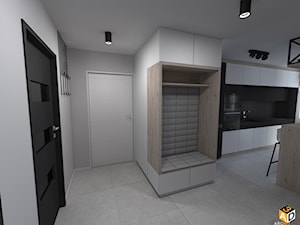 mieszkanie 55m2 łomża - Mały z wieszakiem szary hol / przedpokój, styl minimalistyczny - zdjęcie od Interior Design A3D Architekci Krzysztof Gruszfeld