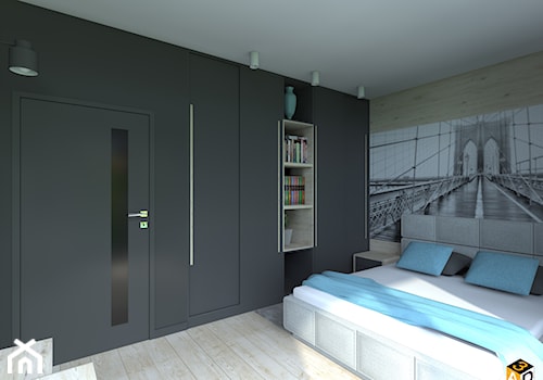 DOM parterowy 160m2 - Mała czarna sypialnia - zdjęcie od Interior Design A3D Architekci Krzysztof Gruszfeld