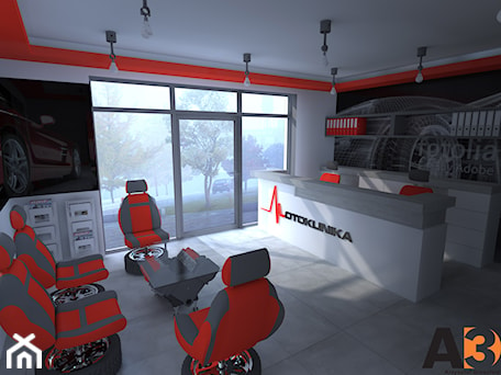 Aranżacje wnętrz - Wnętrza publiczne: MOTOklinika (biuro+wc) - Wnętrza publiczne - Interior Design A3D Architekci Krzysztof Gruszfeld . Przeglądaj, dodawaj i zapisuj najlepsze zdjęcia, pomysły i inspiracje designerskie. W bazie mamy już prawie milion fotografii!