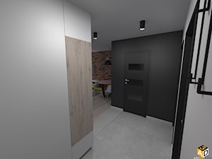 mieszkanie 55m2 łomża - Średni z wieszakiem biały czarny hol / przedpokój, styl minimalistyczny - zdjęcie od Interior Design A3D Architekci Krzysztof Gruszfeld