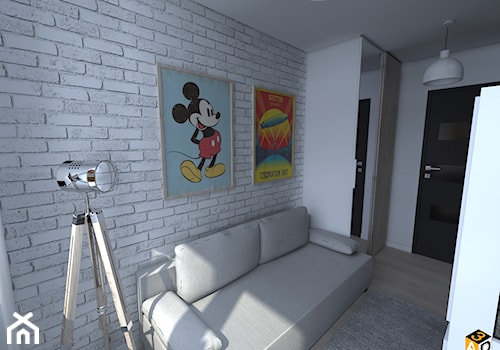 mieszkanie 55m2 łomża - Mały szary pokój dziecka dla nastolatka dla chłopca dla dziewczynki, styl minimalistyczny - zdjęcie od Interior Design A3D Architekci Krzysztof Gruszfeld
