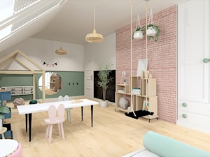 Pokój z różową cegłą - zdjęcie od MOA design