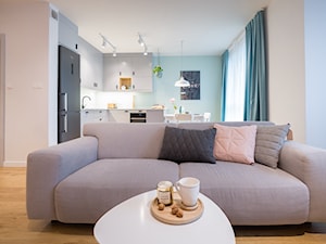 Mieszkanie w stylu moadesign - Średni biały salon z kuchnią z jadalnią, styl skandynawski - zdjęcie od MOA design