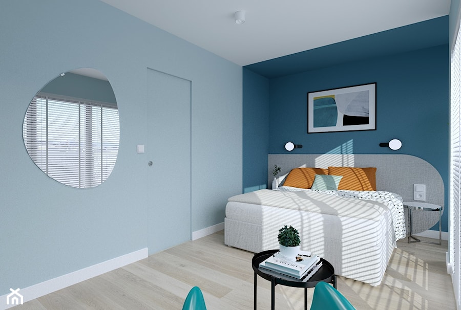modern marine - Średnia niebieska szara sypialnia, styl nowoczesny - zdjęcie od MOA design