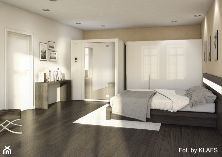 Sauna S1 - idealna do każdego wnętrza - Duża beżowa biała sypialnia, styl nowoczesny - zdjęcie od KLAFS