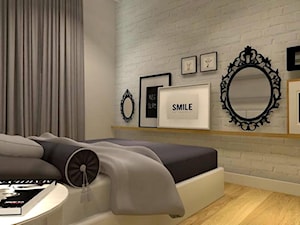 Projekt przytulnego mieszkania w Poznaniu. - Średnia biała szara sypialnia, styl tradycyjny - zdjęcie od LaskowskaWnętrza