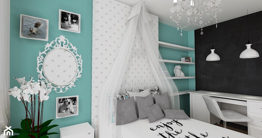 dzieciaki rządza :):):) - Średni czarny niebieski pokój dziecka dla nastolatka dla dziewczynki, styl nowoczesny - zdjęcie od m.m.grzyb