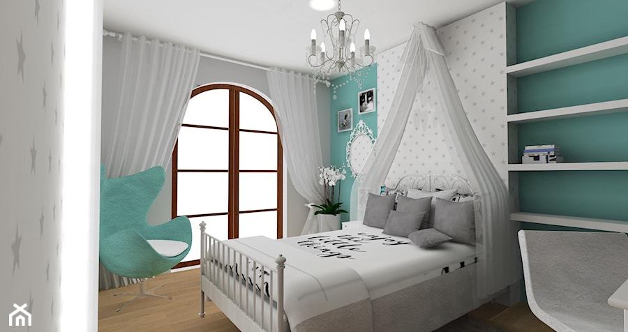 dzieciaki rządza :):):) - Średni biały turkusowy pokój dziecka dla nastolatka dla dziewczynki, styl nowoczesny - zdjęcie od m.m.grzyb