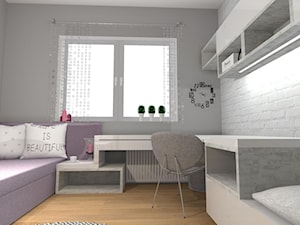 Średni szary pokój dziecka dla nastolatka dla dziewczynki, styl nowoczesny - zdjęcie od m.m.grzyb