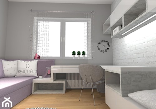 Średni szary pokój dziecka dla nastolatka dla dziewczynki, styl nowoczesny - zdjęcie od m.m.grzyb