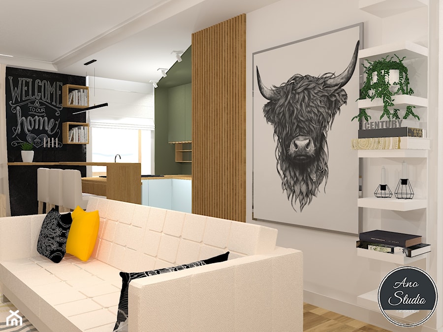 Mieszkanie 55 m2 - Salon, styl nowoczesny - zdjęcie od Ano Studio