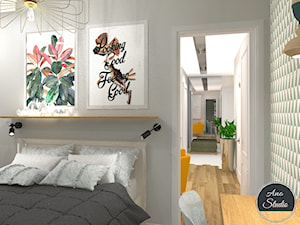 Mieszkanie 55 m2 - Mała szara z biurkiem sypialnia, styl nowoczesny - zdjęcie od Ano Studio