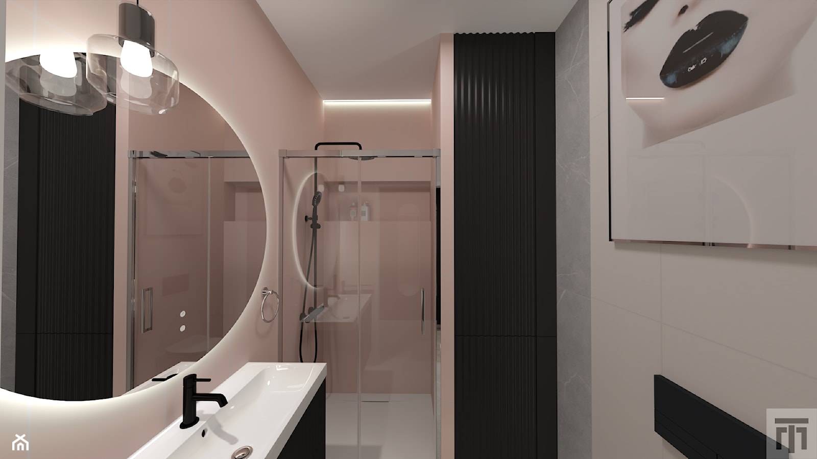 Rózowa łazienka - zdjęcie od Maria Tymoszuk Architekt Wnętrz - Homebook