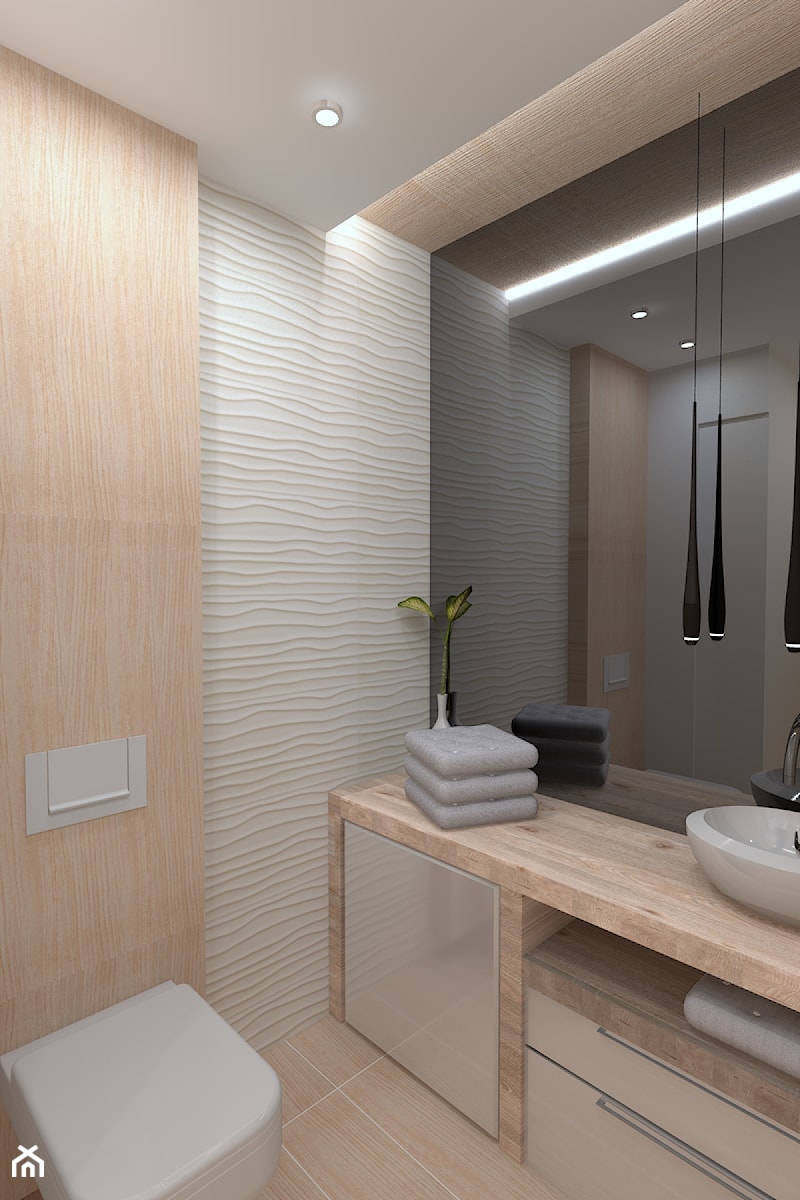 Łazienka minimalistyczna falująca w drewnie - zdjęcie od inter-design