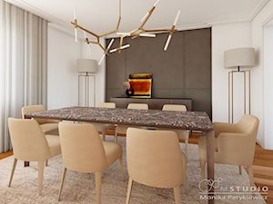 Średnia biała brązowa jadalnia jako osobne pomieszczenie, styl nowoczesny - zdjęcie od MONIKA PATYKIEWICZ mSTUDIO