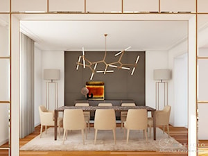 Duża biała brązowa jadalnia jako osobne pomieszczenie, styl nowoczesny - zdjęcie od MONIKA PATYKIEWICZ mSTUDIO