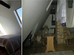 Metamorfoza i przekształcenie domu jednorodzinnego na mini pensjonat - Mała szara sypialnia na poddaszu, styl rustykalny - zdjęcie od Ola Gaber
