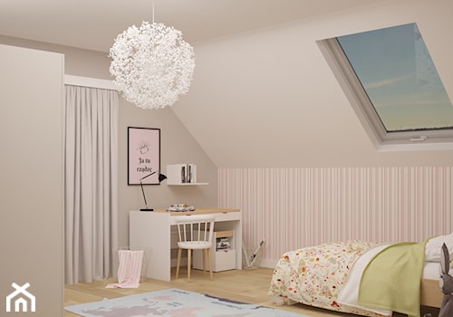 Pokój dziewczynki - Średni beżowy pokój dziecka dla dziecka dla nastolatka dla dziewczynki, styl nowoczesny - zdjęcie od Agata Biały Architekt