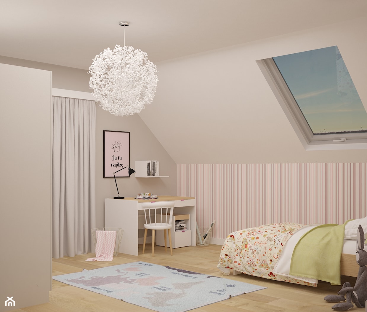 Pokój dziewczynki - Średni beżowy pokój dziecka dla dziecka dla nastolatka dla dziewczynki, styl nowoczesny - zdjęcie od Agata Biały Architekt - Homebook
