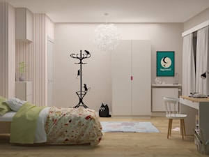 Pokój dziewczynki - Średni beżowy biały różowy pokój dziecka dla nastolatka dla dziewczynki, styl nowoczesny - zdjęcie od Agata Biały Architekt