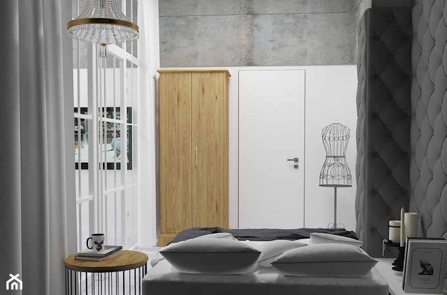 Mieszkanie do wynajęcia - Mała szara sypialnia, styl nowoczesny - zdjęcie od Agata Biały Architekt