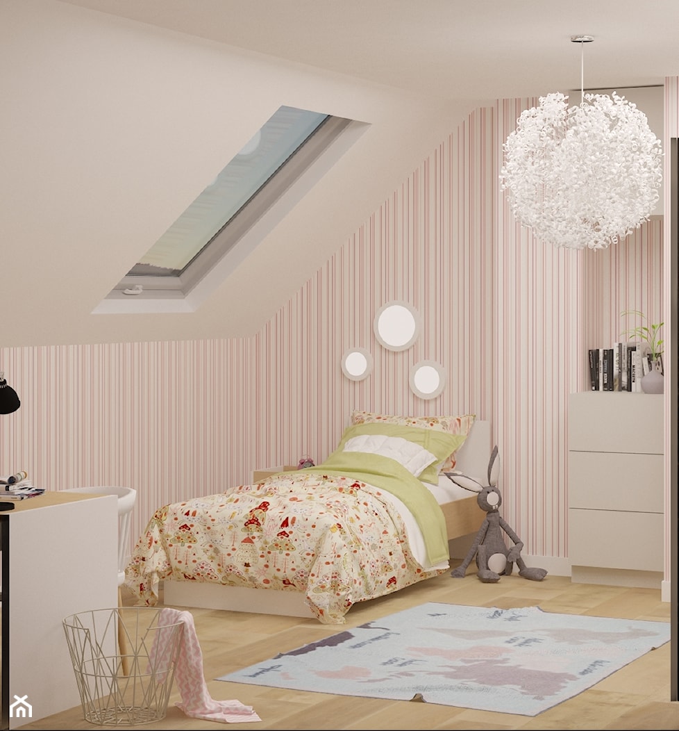 Pokój dziewczynki - Średni biały różowy pokój dziecka dla dziecka dla nastolatka dla dziewczynki, styl nowoczesny - zdjęcie od Agata Biały Architekt - Homebook
