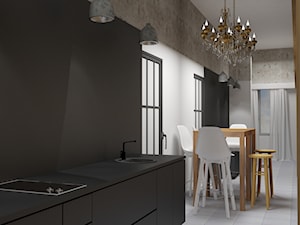 Mieszkanie do wynajęcia - Mała biała szara jadalnia w kuchni, styl nowoczesny - zdjęcie od Agata Biały Architekt