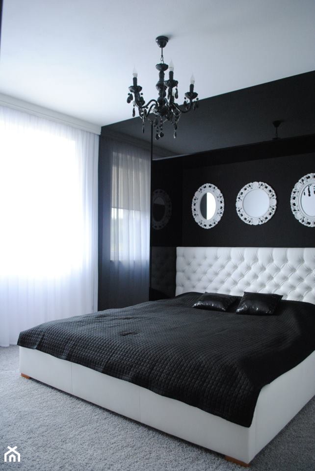 Nowoczesność w stylu glamour - Średnia czarna sypialnia, styl glamour - zdjęcie od Świetlak pracownia projektowa