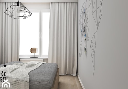 Mieszkanie we Wrocławiu - Średnia biała szara sypialnia, styl skandynawski - zdjęcie od KP Pure Form