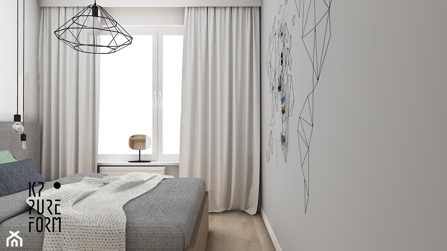 Mieszkanie we Wrocławiu - Średnia biała szara sypialnia, styl skandynawski - zdjęcie od KP Pure Form