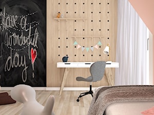 Projekt pokoju Milenki - Średni biały czarny różowy pokój dziecka dla dziecka dla nastolatka dla dziewczynki, styl nowoczesny - zdjęcie od KP Pure Form
