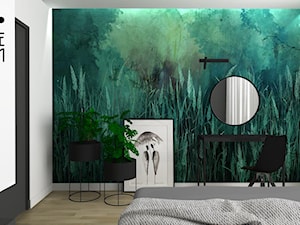 Projekt mieszkania_Gliwice - Mała szara z biurkiem sypialnia, styl nowoczesny - zdjęcie od KP Pure Form