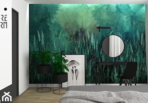 Projekt mieszkania_Gliwice - Mała szara z biurkiem sypialnia, styl nowoczesny - zdjęcie od KP Pure Form