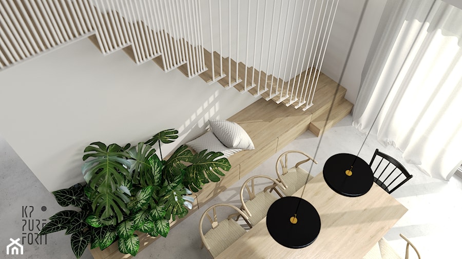 Projekt Modern Japandi - Średnia biała jadalnia jako osobne pomieszczenie, styl skandynawski - zdjęcie od KP Pure Form