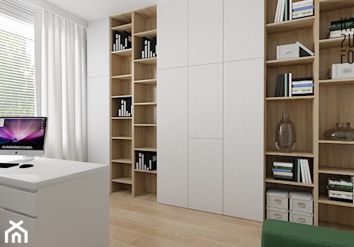 Projekt domu przytulna nowoczesnosć - Średnie w osobnym pomieszczeniu z sofą białe biuro, styl nowo ... - zdjęcie od KP Pure Form