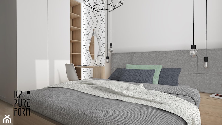 Mieszkanie we Wrocławiu - Mała biała sypialnia, styl skandynawski - zdjęcie od KP Pure Form