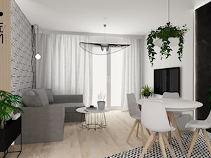 Mieszkanie we Wrocławiu - Mały czarny szary salon z jadalnią, styl nowoczesny - zdjęcie od KP Pure Form