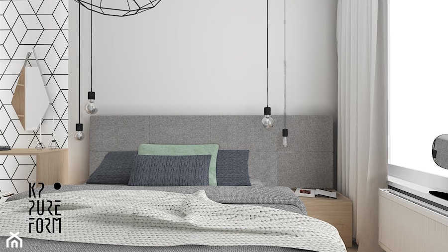 Mieszkanie we Wrocławiu - Średnia biała z biurkiem sypialnia, styl skandynawski - zdjęcie od KP Pure Form
